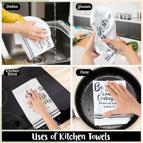 R HORSE 5-Piece Bible Verse Kitchen Dish Towel Set - Absorbent, Quick-Dry Tea Towels for Spiritual Home Decor