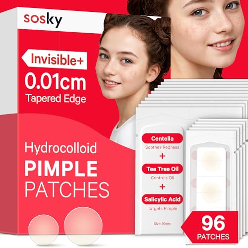 Sosky Invisible Hydrocolloid Acne Patches with Salicylic Acid - 96 Count