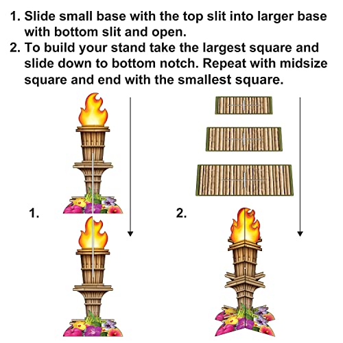 Tiki Torch Cupcake Stand - Luau Party Dessert Holder, 15.25" Tall