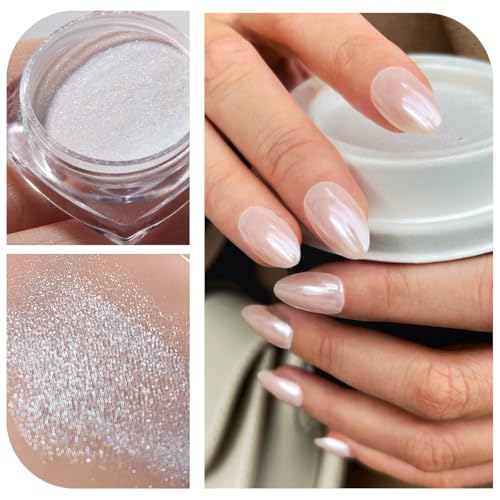 Pretty Diva White Pearl Chrome Nail Powder for DIY Nail Art