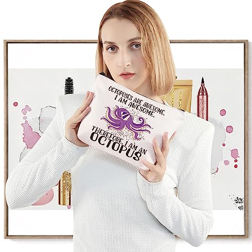 LEVLO Octopus Awesome Makeup Bag - Cute Cosmetic Pouch for Octopus Fans