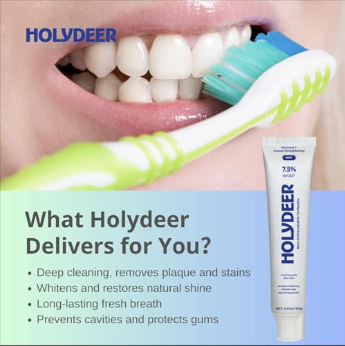 Holydeer Nano-Hydroxyapatite Toothpaste 4.23 oz 2PK - Mint, Fluoride-Free, Sensitive Whitening