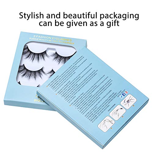 DYSILK Reusable Wispy Mink Lashes 3 Pairs – Fluffy Cat Eye Faux Mink Strip Eyelashes