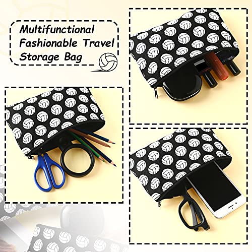 Saintrygo 12-Pack Volleyball Makeup Bags with Words – Black Travel Organizer Cases for Women & Teams