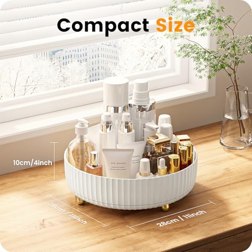 A-LuGei 11-Inch White Perfume & Makeup Organizer with Lazy Susan Rotation