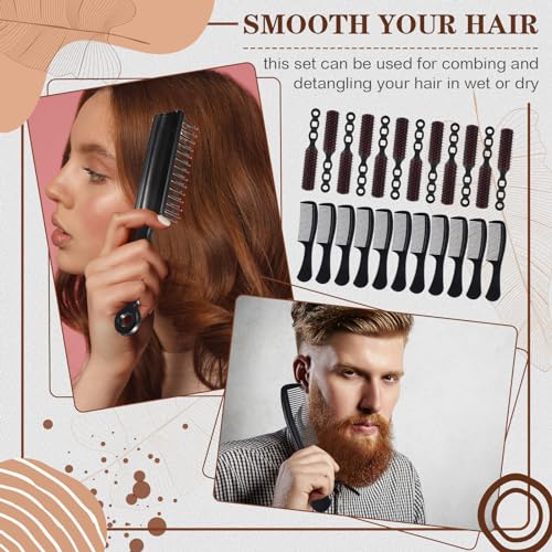 SiliFine 24 Pcs Black Hair Brush and Comb Set for All Hair Types