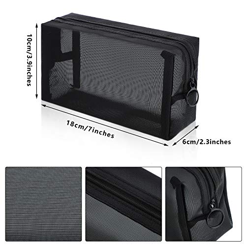 Sadnyy 5-Piece Black Mesh Makeup Bag Set - Portable Travel Organizer