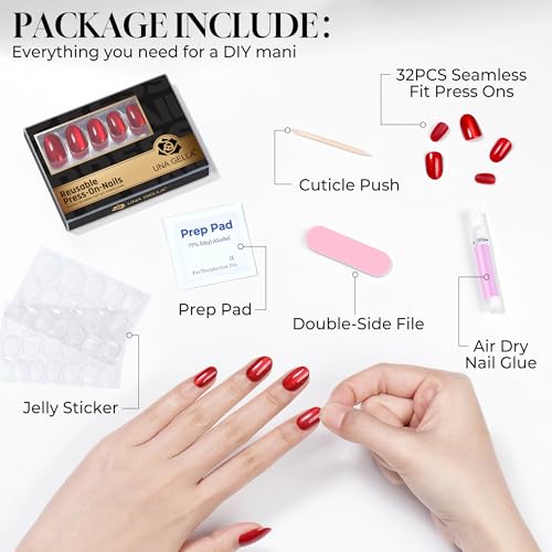 UNA GELLA Soft Gel Press on Nails - Velvet Merlot Red Cat Eye Oval Tips