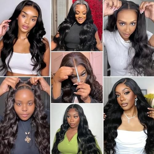 bunGiol 5x5 Glueless Wigs Human Hair Pre Plucked Pre Cut 24 Inch Body Wave Lace Front Wigs Human Hair 180% Put on And Go Glueless Wig For Black Women