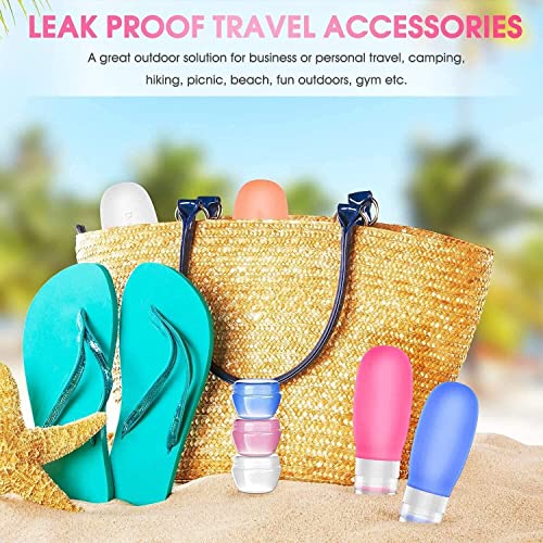 Teapile 4-Pack 3oz Leak-Proof Silicone Travel Bottles with Toiletry Bag