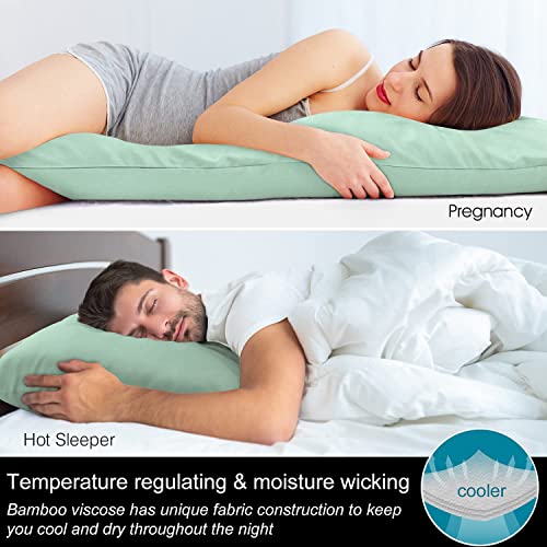 Cooling Body Pillowcase - Silky Soft Rayon from Bamboo, Mint Green, 20"x54"