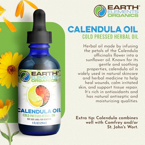 Earth Elements Organic Calendula Infused Skin Oil for Dry Chapped Skin
