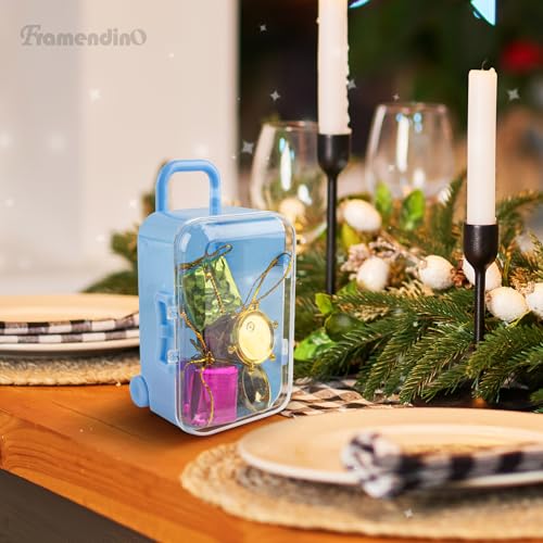 Framendino Mini Plastic Travel Suitcase Boxes - 4 Pack