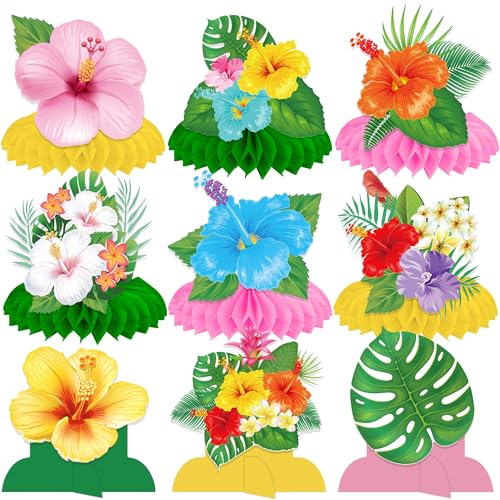 Hawaiian Hibiscus Honeycomb Centerpieces - 12PCS Tropical Decor