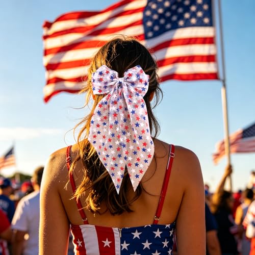 WHAVEL 4th of July Patriotic Hair Bow Set - Pattern A, 2PCS