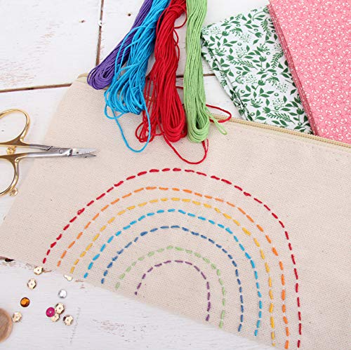 Threadart White Canvas Wristlet Makeup Bag - 5x9 Cotton