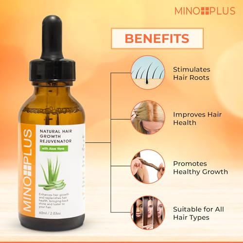 MINO PLUS Natural Hair Growth Serum 60ml - Aloe Vera for Thicker, Fuller Hair (Pack of 1)