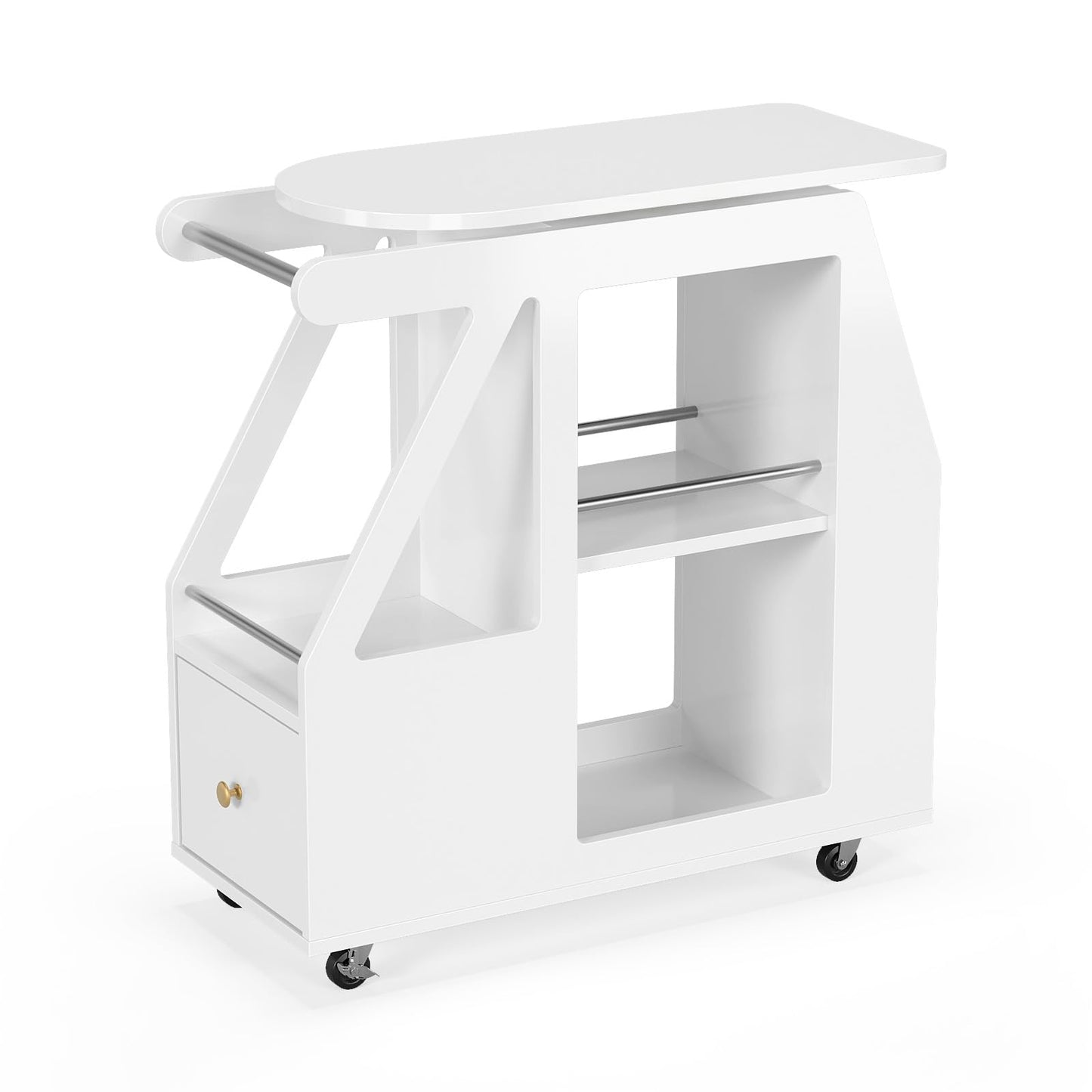 Esthetician Cart with Wheels, Salon Cart Tool Organizer, Utility Trolley with 1 Drawer, 5 Open Shelf, Side Table Mobile Storage Cabinet for Beauty Salon Spa, White