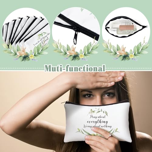 Inspirational Canvas Cosmetic Bags, 10 Pack Religious Makeup Pouch Gifts