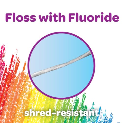 GUM Crayola Kids Floss Picks with Fluoride, Grape Flavor - 75 Count (Pack of 6)