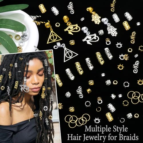 Viking Hair Jewelry Set - 230PCS Gold & Silver Braids Beads