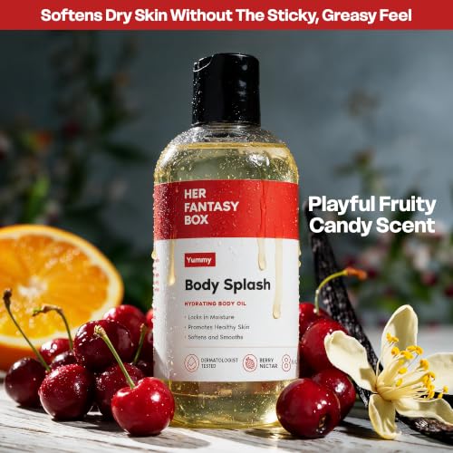 Her Fantasy Box Yummy Hydrating Body Oil 8 Fl Oz - Moisturizing, Non-Greasy Skincare