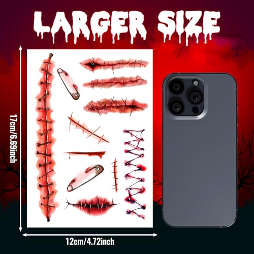 Cerlaza Zombie Scars Temporary Tattoos Kit for Halloween Party
