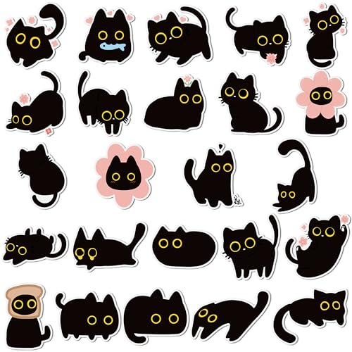 24Pcs Cute Black Cat Refrigerator Magnets Set - Fun Kitchen Decor