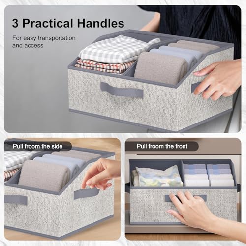 Large Pink Fabric Storage Bins - 6 Pack with Handles & Dividers