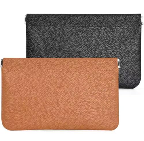 MZLUWM 2-Pack Small Waterproof Checkered Makeup Bags Black & Brown Travel Organizer