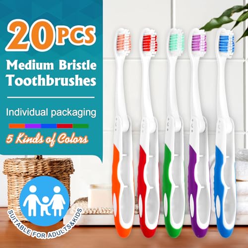 Navona 20 Pack Travel Folding Toothbrush Set - Portable Oral Care Kit