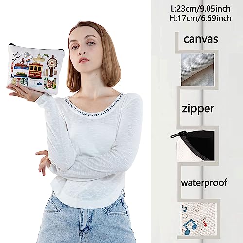 San Francisco Travel Cosmetic Bag - Souvenir Gift, Waterproof Makeup Pouch, Zipper Organizer