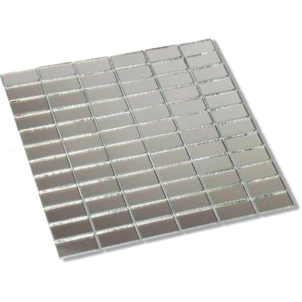 NUORUI Glass Mosaic Rectangles Brick-Shaped Mirror Mosaic Tiles (Pack of 60) (15 x 35 mm)