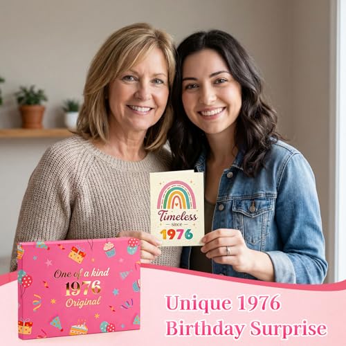 HAPPYPOP 50th Birthday Gift Set for Women - 1976 Makeup Bag & Socks, Personalized Gift for Her, Mom, Wife, Sister, Friend, Holiday