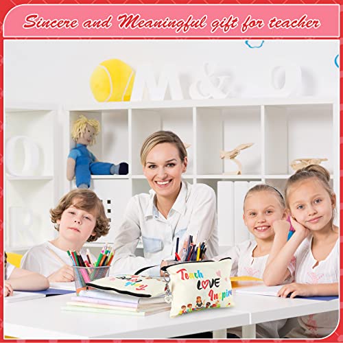 Teacher Appreciation Gift Set - 6 Canvas Makeup Bags & Keychains