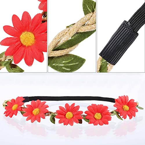 White Daisy Flower Headbands Set of 10 - Floral Garland Crowns for Festivals & Weddings