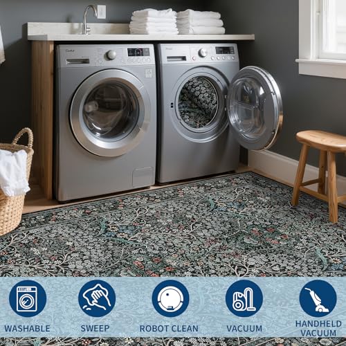 GarveeHome Vintage Floral 2x3 Area Rug - Soft, Washable, Non-Slip