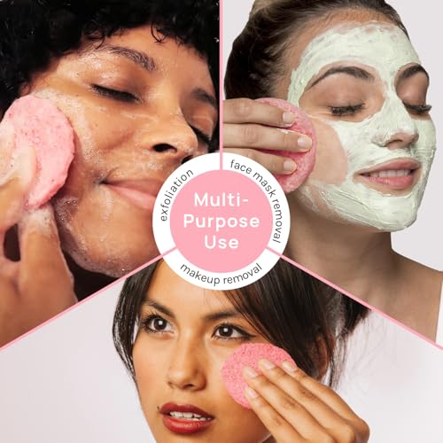 AOA Studio Pink 50-Count Reusable Facial Sponges for Cleansing & Exfoliating - Eco-Friendly Beauty Tools