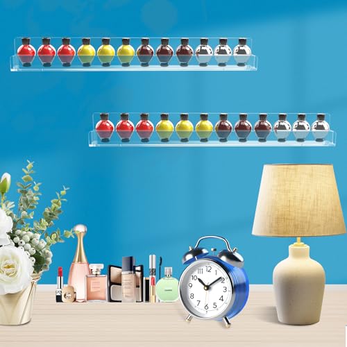 SOVQUEST 6-Pack Clear Acrylic Nail Polish Wall Rack Floating Shelves
