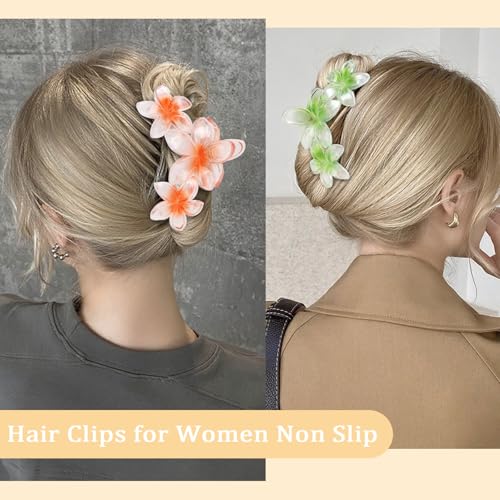 Ondder Large Matte Hawaiian Flower Hair Claw Clips for Women - Color C