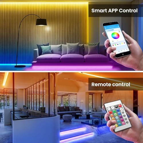 TJOY 25ft LED Strip Lights - RGB Color Changing with Remote & App Control