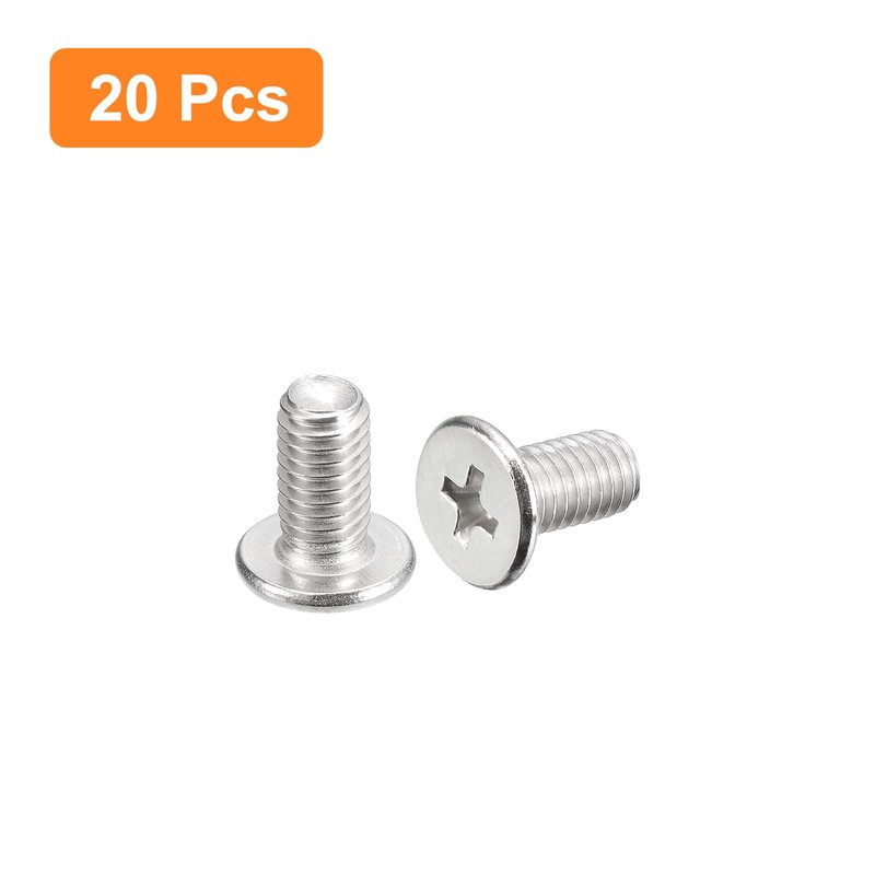 uxcell M5-0.8 x 10mm 20Pcs Flat Round Head Screws 304 Stainless Steel Phillips Drive Machine Screws Hardware Fastener for Furniture Connection