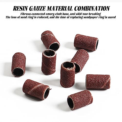 InnoLife 300pcs Grit 180 Nail File Sanding Bands for 3/32" Drill
