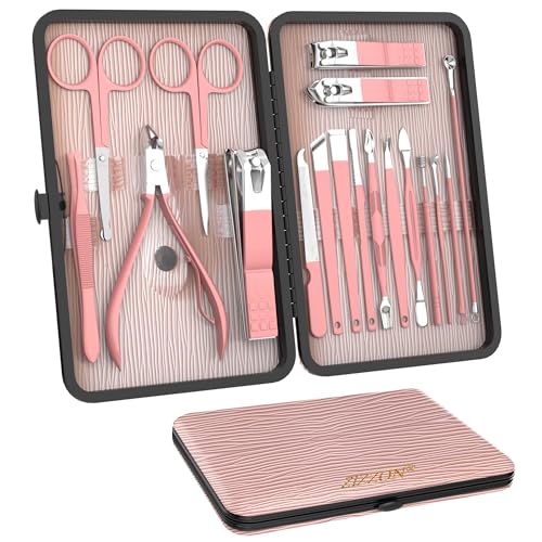 ZIZZON 18-Piece Pink Manicure and Pedicure Set with Travel Case