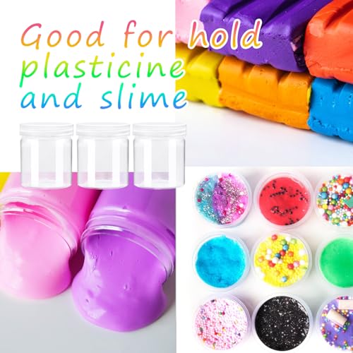 24 Pack 4oz Clear Plastic Slime Containers with Lids, Wide Mouth Travel Jars