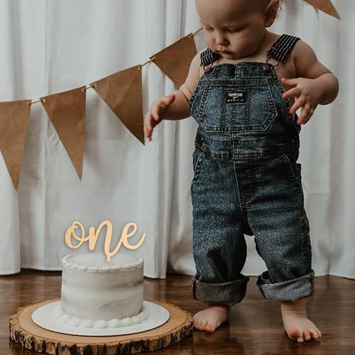 Wooden 'One' Cake Topper for First Birthday Celebrations