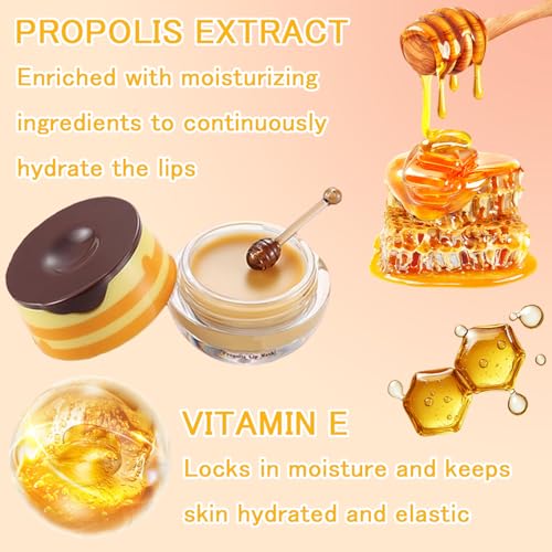 9 PCS Honey Pot Lip Balm Set, Hydrating Fruity Lip Mask with Applicator