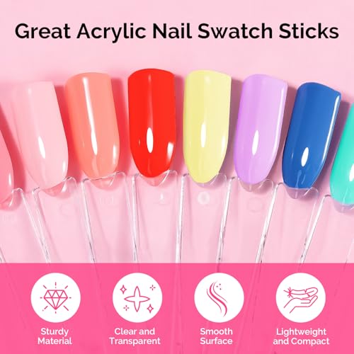 MelodySusie 100 Clear Nail Swatch Sticks with Ring - Practice Tips