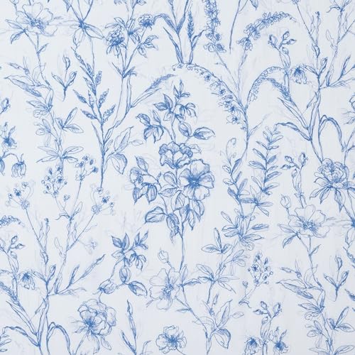 No. 918 Ambree Vintage Floral Sheer Curtain Panel - 51" x 63" Chinoiserie Blue