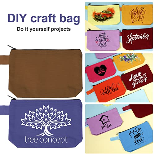 15 Pack Canvas Makeup Bags Bulk - 7.5-Inch Blank DIY Cosmetic Pouches